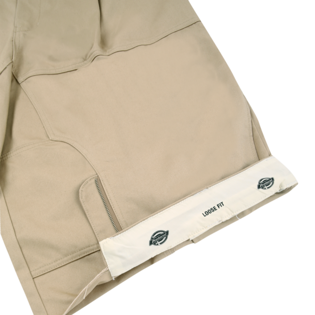 UPSIDE DOWN WORK JORTS - BEIGE
