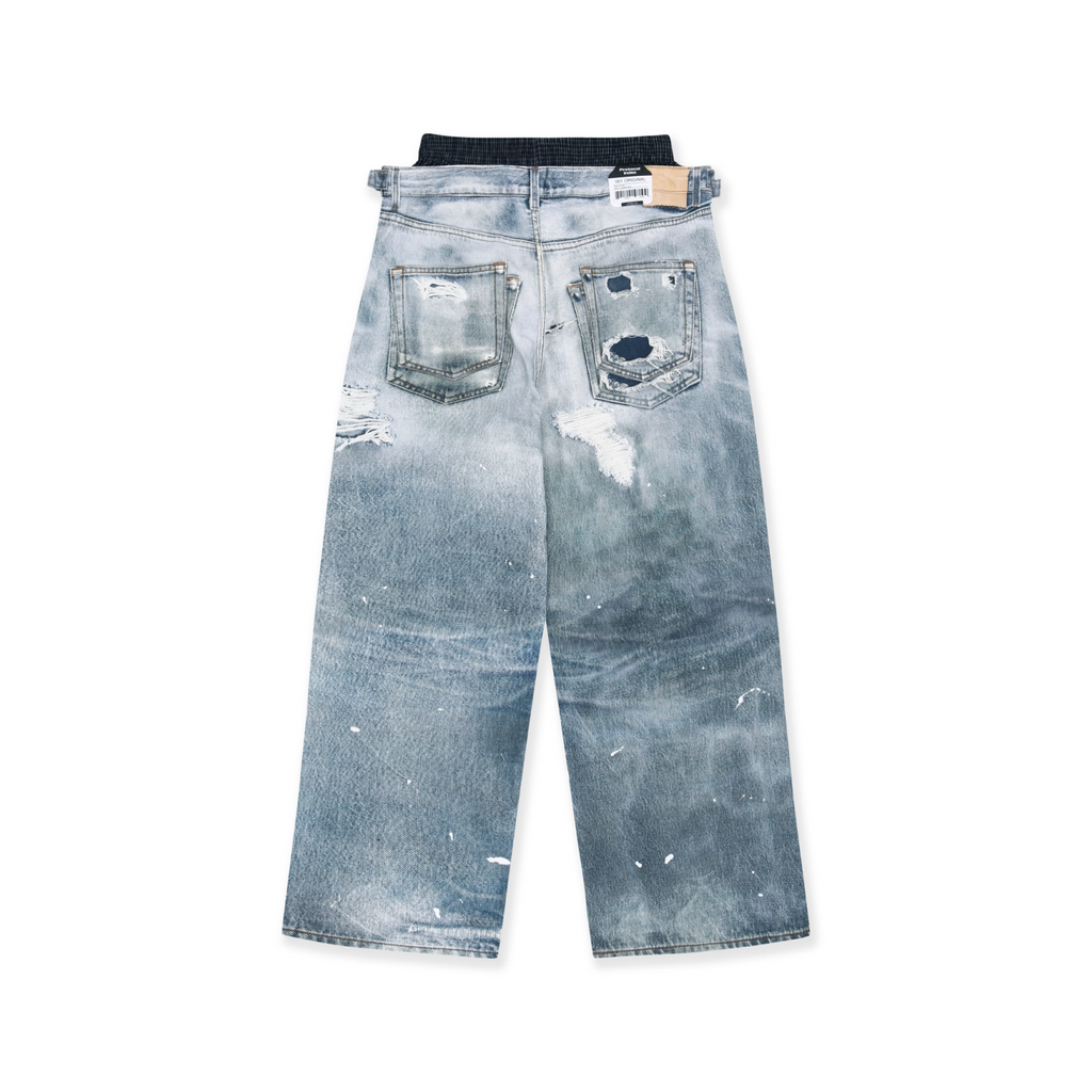 TROMPE-L'ŒIL LAYERED PANTS - BLUE