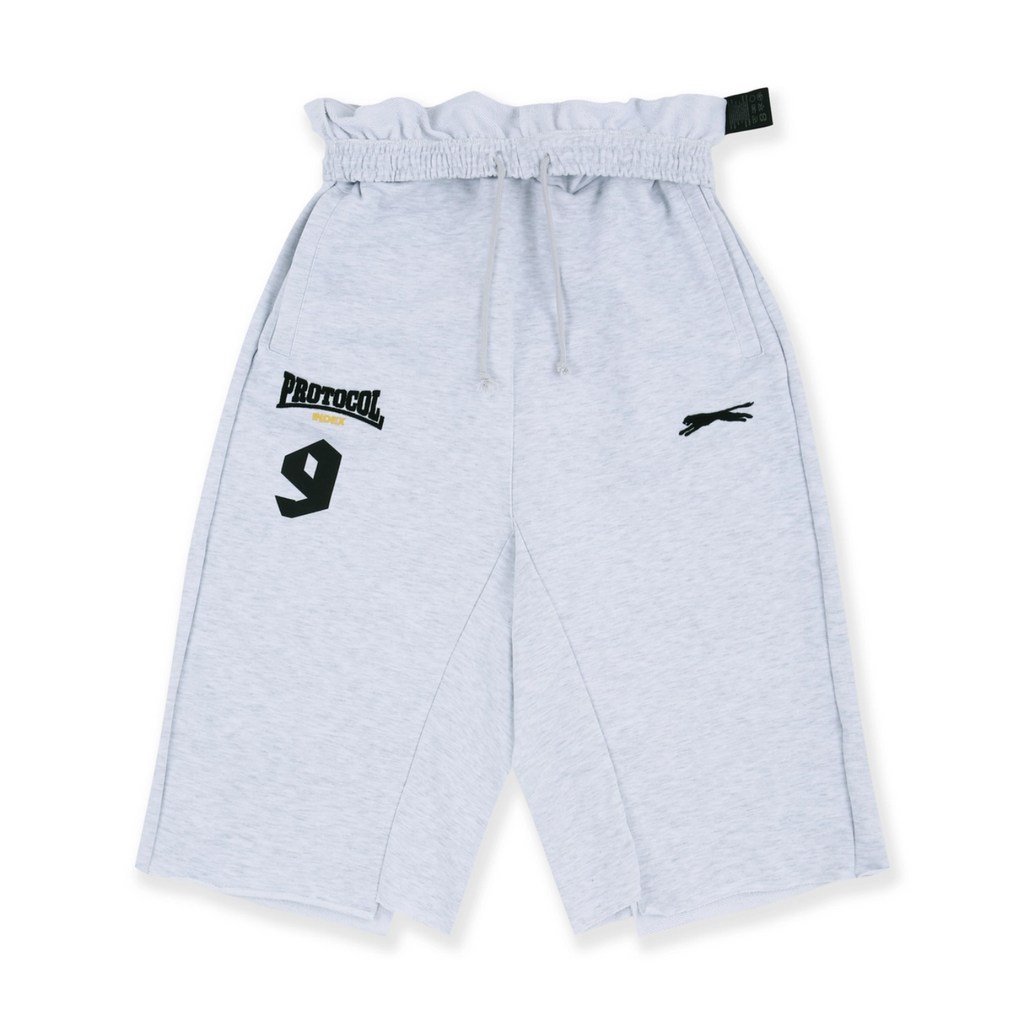 FOLDED WAIST JORTS - WHITE MELANGE