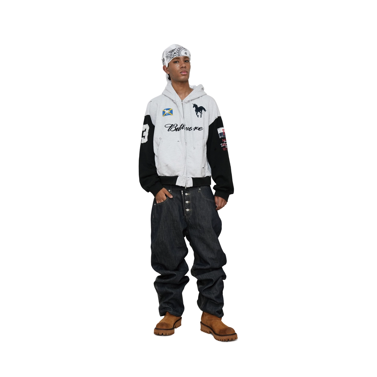 BUTTIVORE ZIP HOODIE - WHITE MELANGE