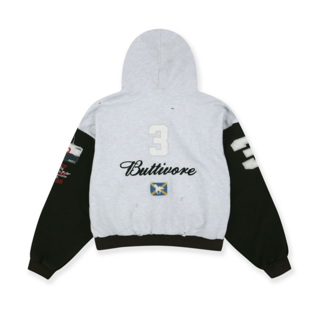 BUTTIVORE ZIP HOODIE - WHITE MELANGE