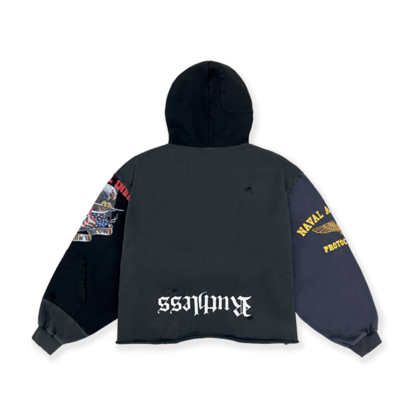 UPSIDE DOWN ZIP HOODIE - BLACK