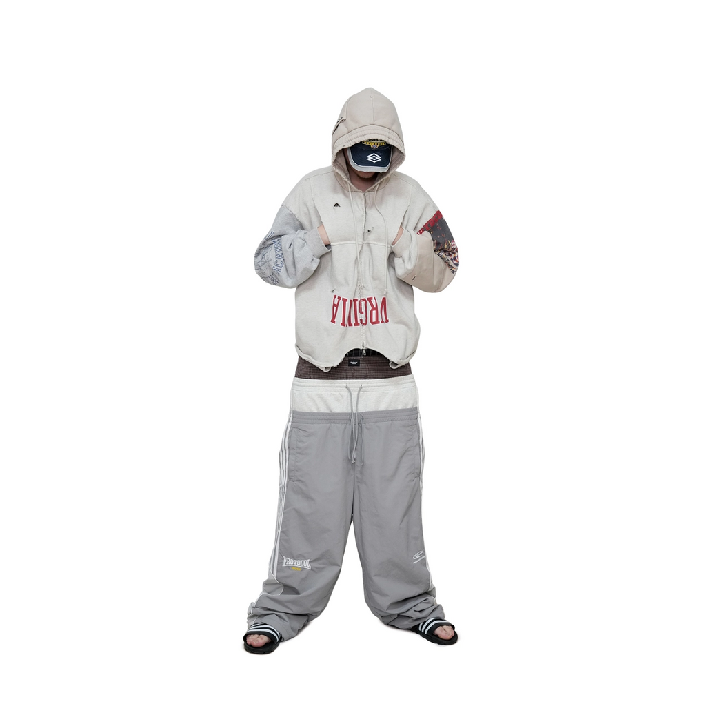 3 LAYERED TRACK PANTS - GREY