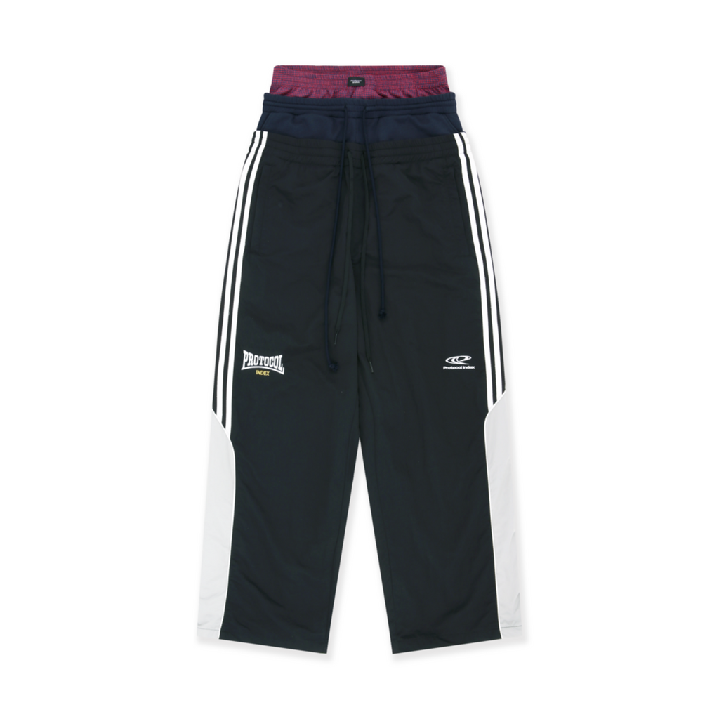 3 LAYERED TRACK PANTS - BLACK